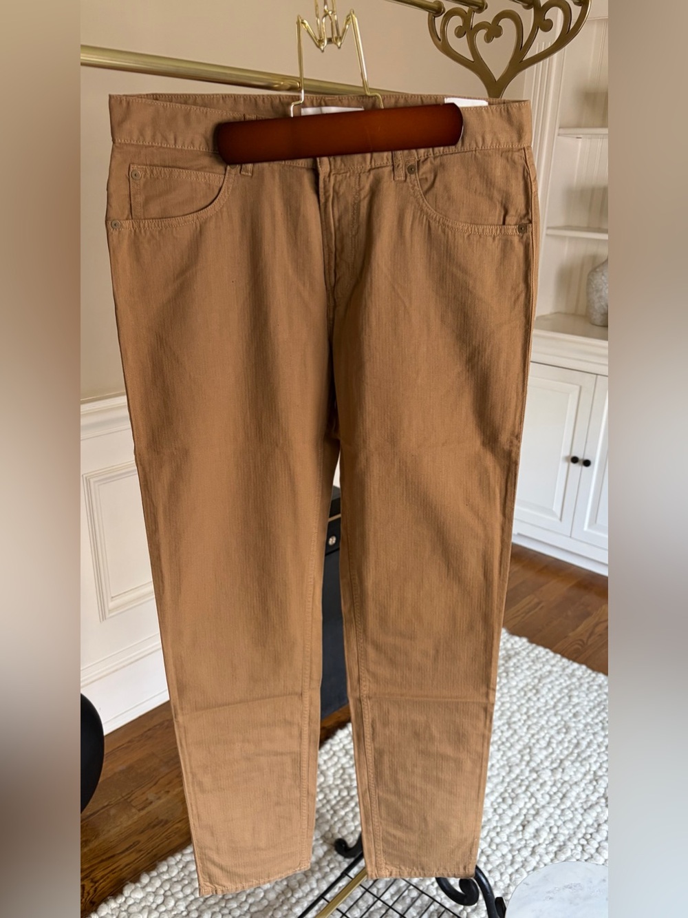 NWOT Billy Reid Cotton Linen 5 Pocket Pant SIZE 34 Dark Tan color